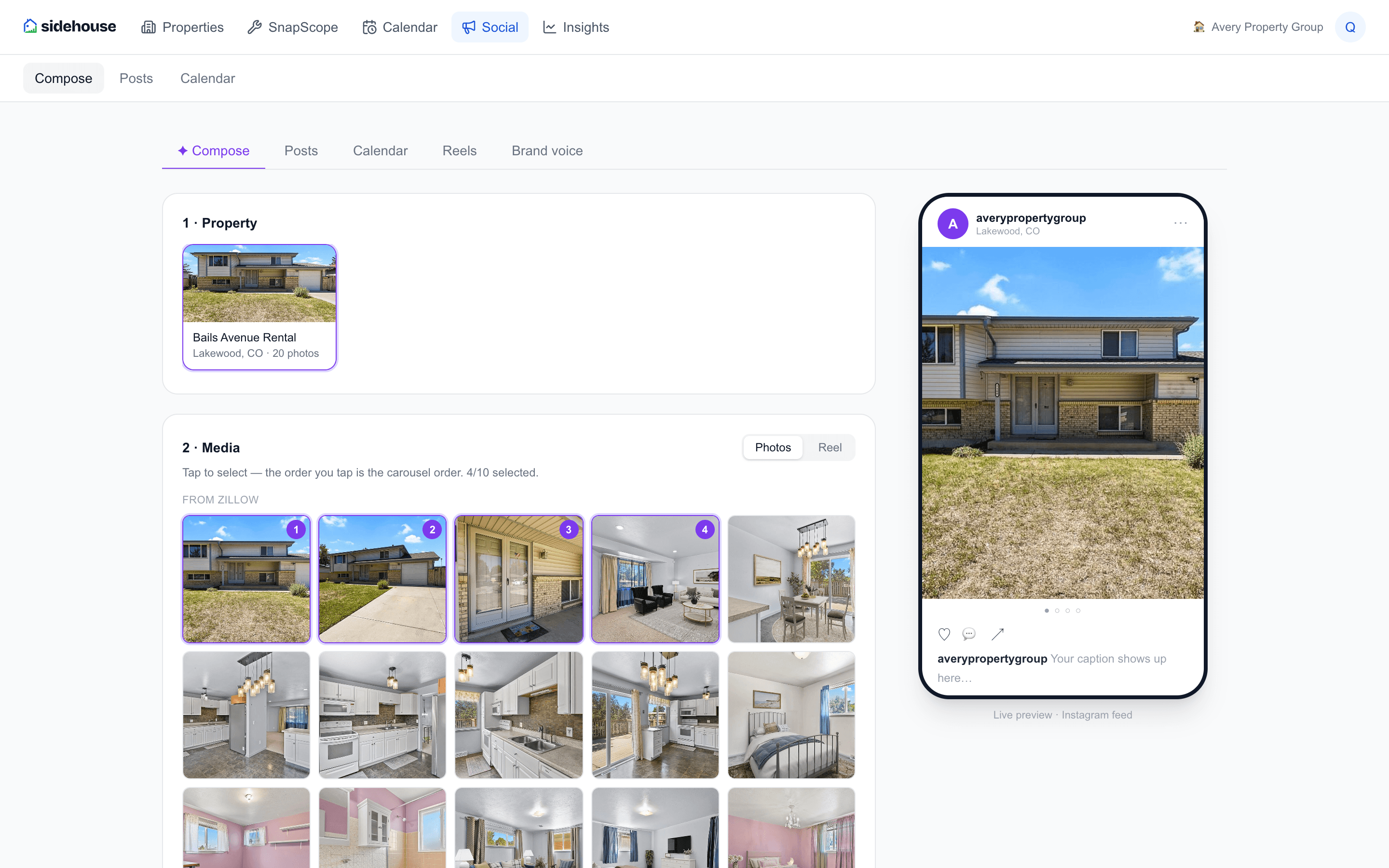 Listing Social Posts screenshot